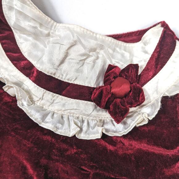 Vtg Handmade Blouse Top Girls Sz 2-3T Burgundy Velour Christmas Holiday Flowy - Picture 4 of 4